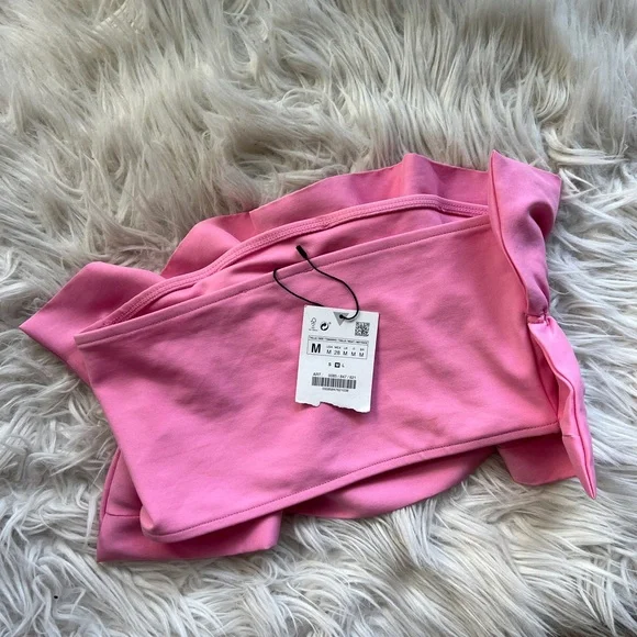 Zara Pink Ruffle Strapless Tube Top NWT - Picture 5 of 7